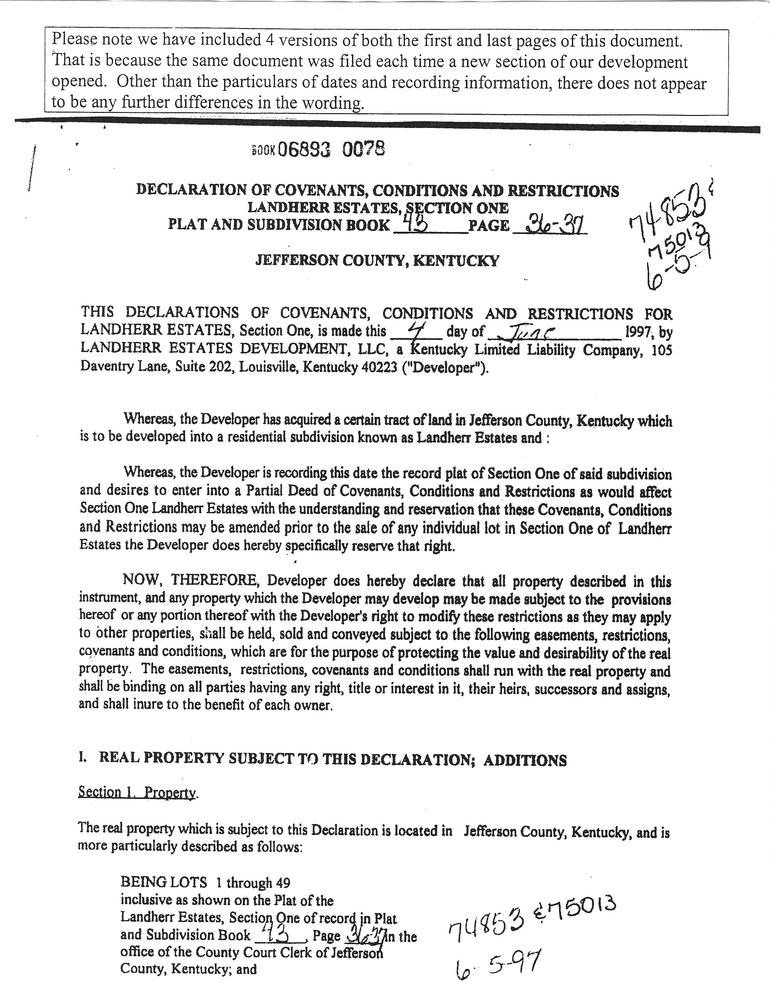 Landherr Estates Declarations